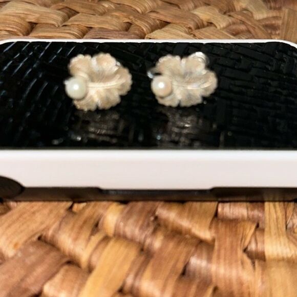 Van Dell Vintage Valuable Sterling Silver & Pearl Earrings - Picture 1 of 5